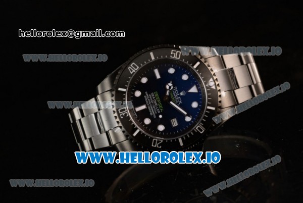 Rolex DEEPSEA Sea-Dweller Clone Rolex 3135 Automatic PVD Case Blue Dial With Dots Markers PVD Bracelet (BP) - Click Image to Close